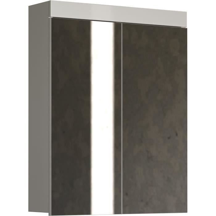 AMANDA Bathroom Cabinet - Vanity Unit - Mirror - 2 Doors - White - W60 x D17 x H77 cm H77cm