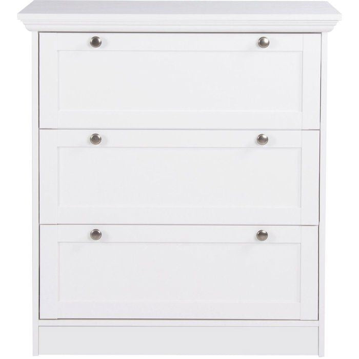 Commode  LANDWOOD  3 Tiroirs - Décor blanc - Style campagne - L80 x P45 x H90 cm
