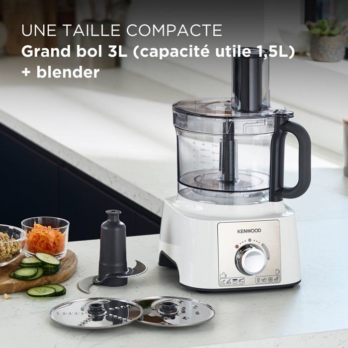 KENWOOD MultiPro Express FDP65.450WH Food Processor - 1000W - 3 L - 2 Speeds - 1.5 L Blender - White