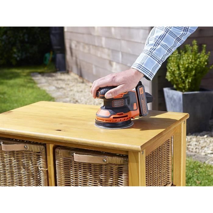 BLACK+DECKER BDCROS18N 18V Cordless Random Orbital Sander - 125 mm - Includes 3 Sanding Discs