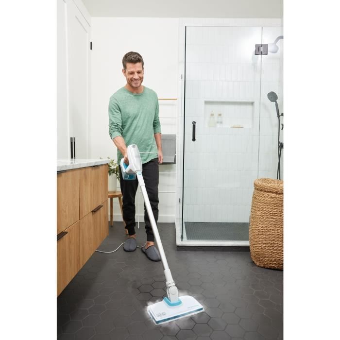 BLACK & DECKER Multifunction Steam Mop - 1500 W - 8 Accessories - BHSM15FX08-QS - White/Grey/Blue