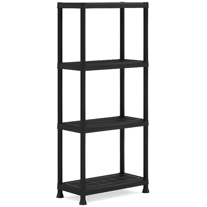 KETER Modular Shelving Unit - Black - 60 x 30 x 135 cm - 4 Moisture-Resistant Shelves