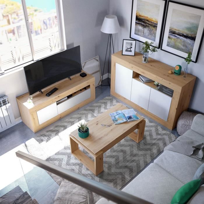 Lift-up coffee table - BALTIK - Rectangular - Oak - On legs - 105 x 55 x 45 cm