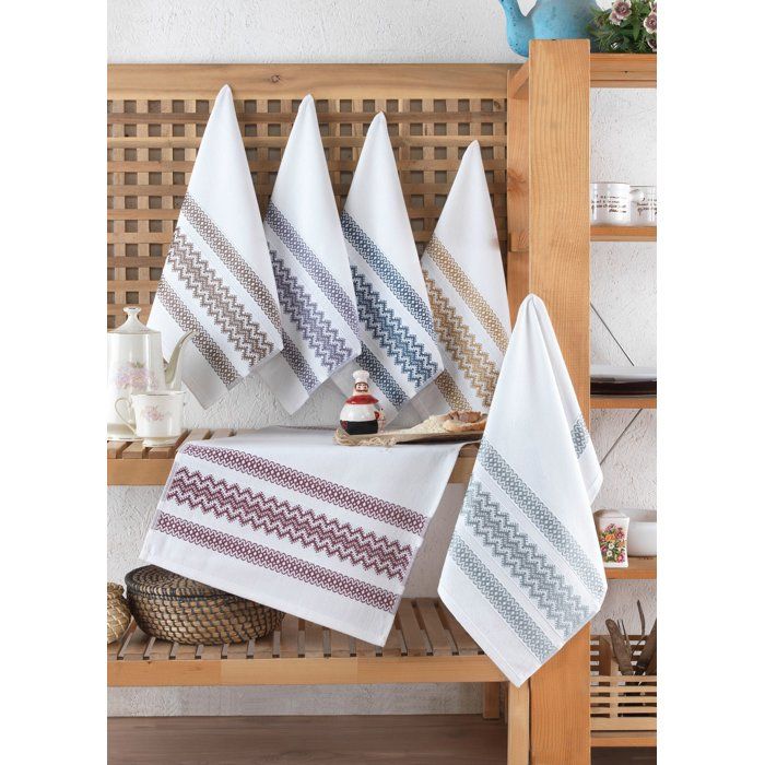 Set of 6 Bath Towels - 40 x 60 cm - Multicolor - 100% Cotton