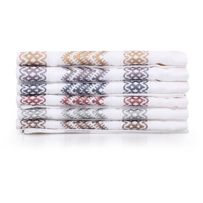 Set of 6 Bath Towels - 40 x 60 cm - Multicolor - 100% Cotton