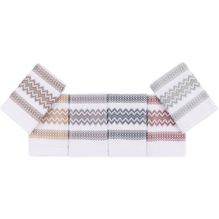 Set of 6 Bath Towels - 40 x 60 cm - Multicolor - 100% Cotton