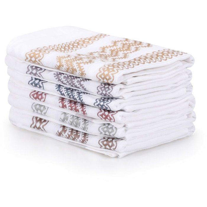 Set of 6 Bath Towels - 40 x 60 cm - Multicolor - 100% Cotton