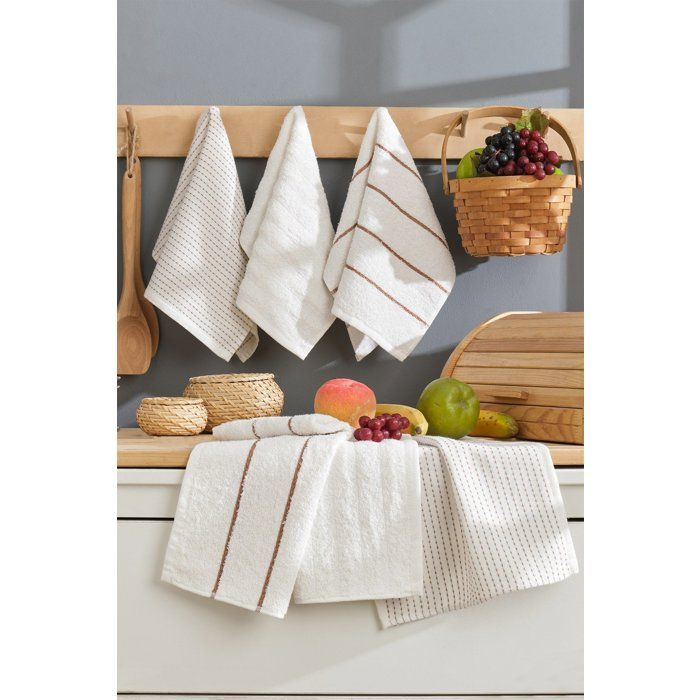 Set of 6 Bath Towels - 30 x 50 cm - Cream