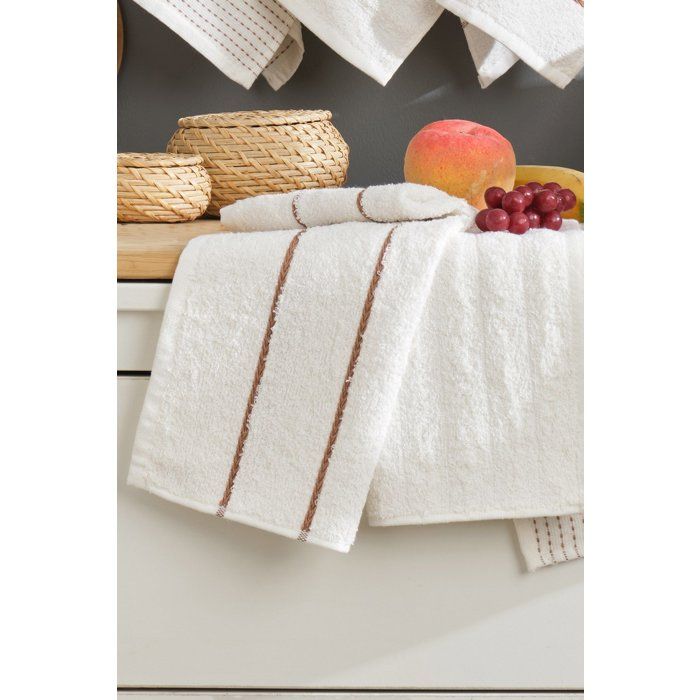 Set of 6 Bath Towels - 30 x 50 cm - Cream