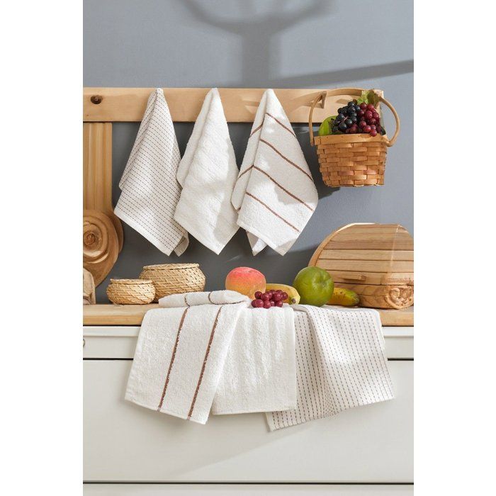 Set of 6 Bath Towels - 30 x 50 cm - Cream