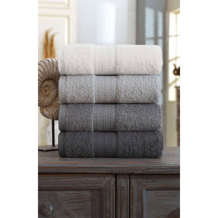 Set of 4 Hand Towels - 50 x 85 cm - Grey