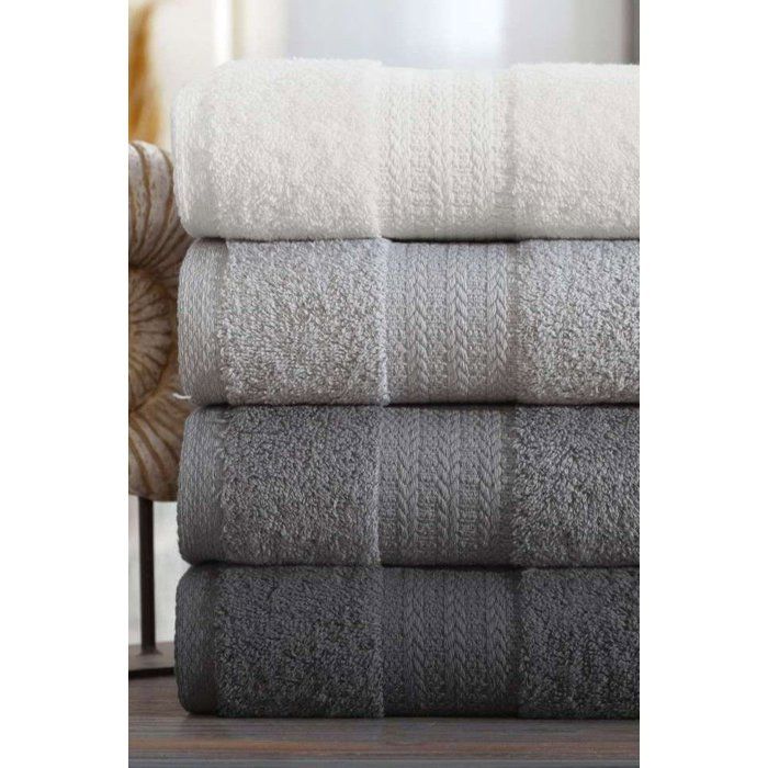 Set of 4 Hand Towels - 50 x 85 cm - Grey