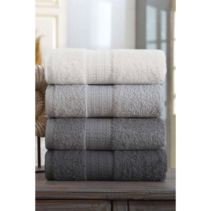 Set of 4 Hand Towels - 50 x 85 cm - Grey