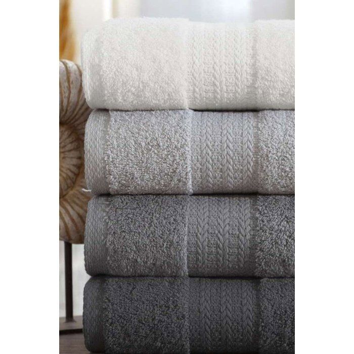 Set of 4 Hand Towels - 50 x 85 cm - Grey
