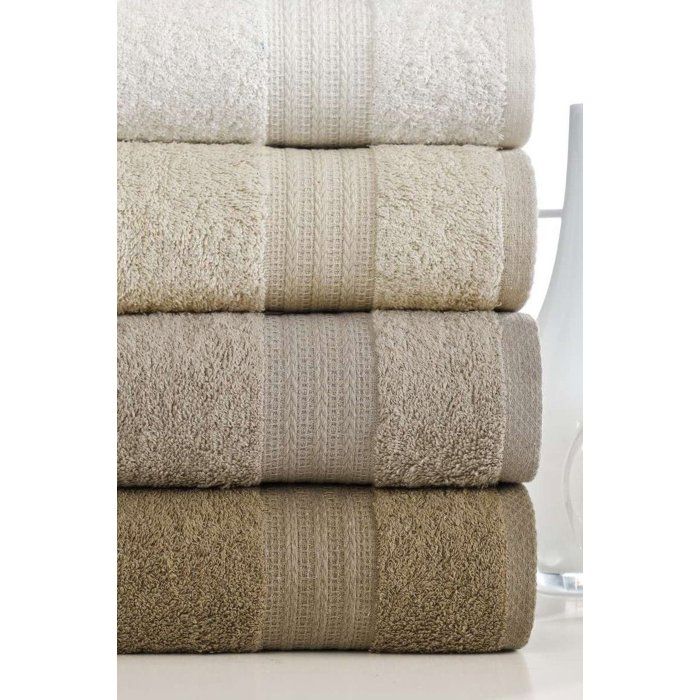 Set of 4 Hand Towels - 50 x 85 cm - Brown - 100% Cotton