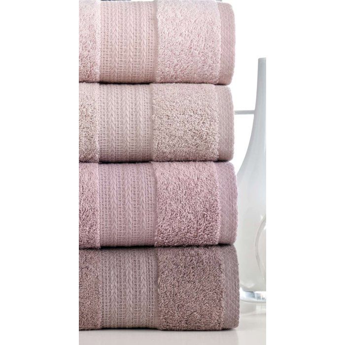 Set of 4 Hand Towels - 50 x 85 cm - Powder - 100% Cotton