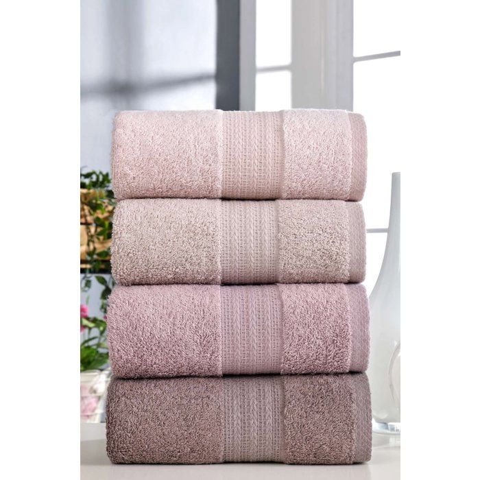 Set of 4 Hand Towels - 50 x 85 cm - Powder - 100% Cotton