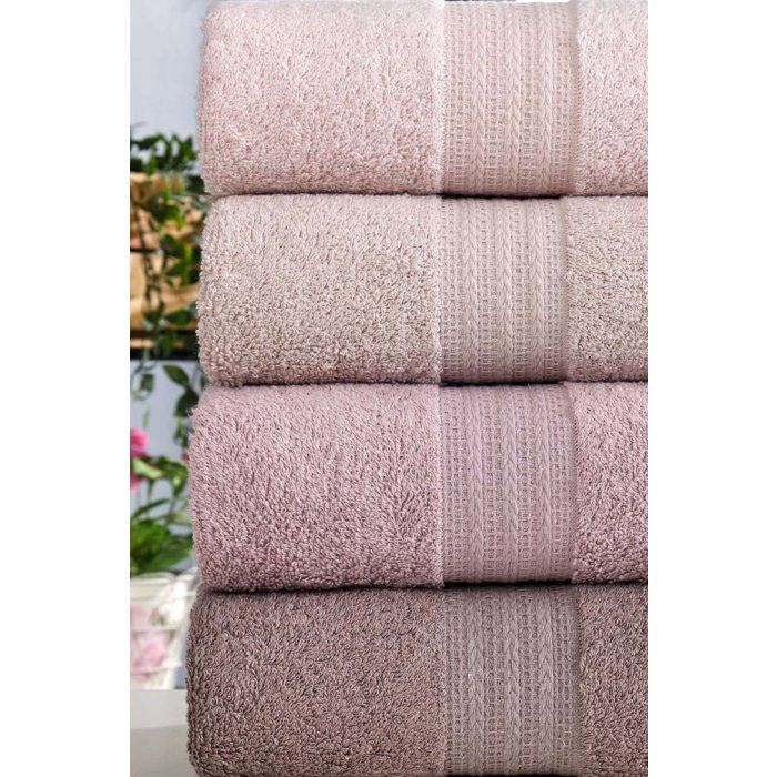 Set of 4 Hand Towels - 50 x 85 cm - Powder - 100% Cotton