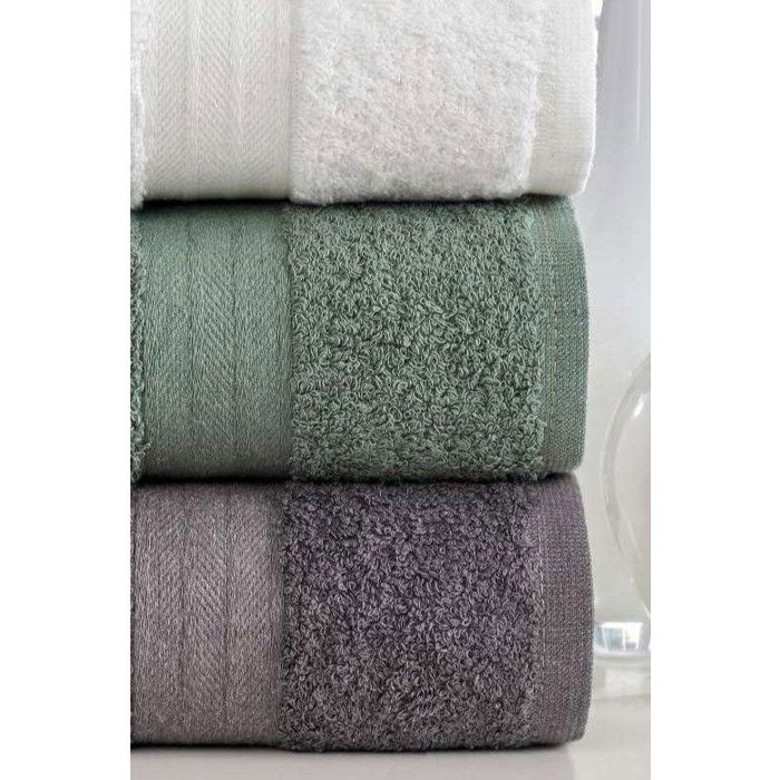 Set of 4 Hand Towels - 50 x 85 cm - 100% Cotton - White, Green, Anthracite, Orange