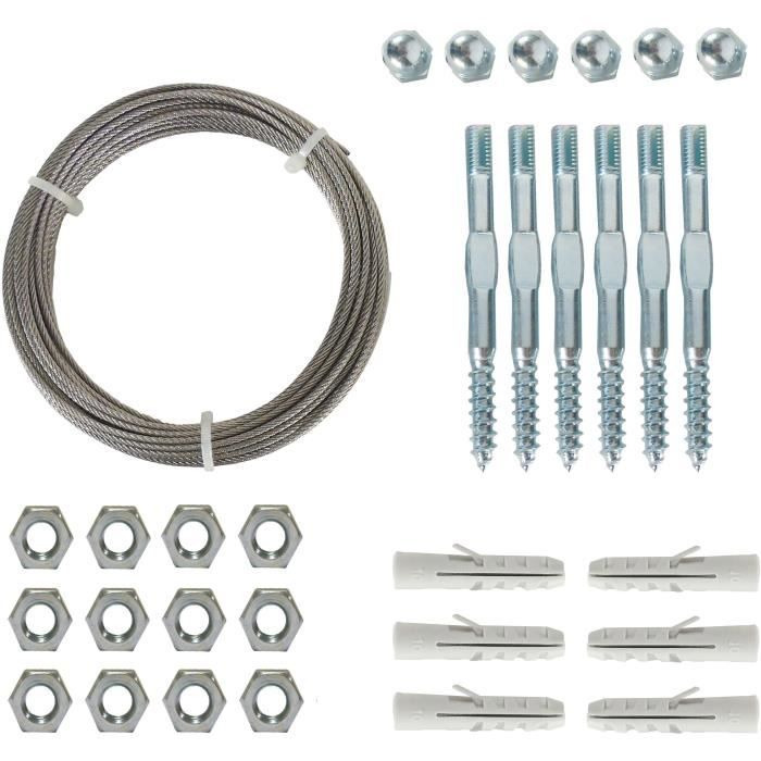 NATURE Metal Trellis - Training Kit for Climbing Plants - Galvanized Wire Ø1.8 mm x 10 m