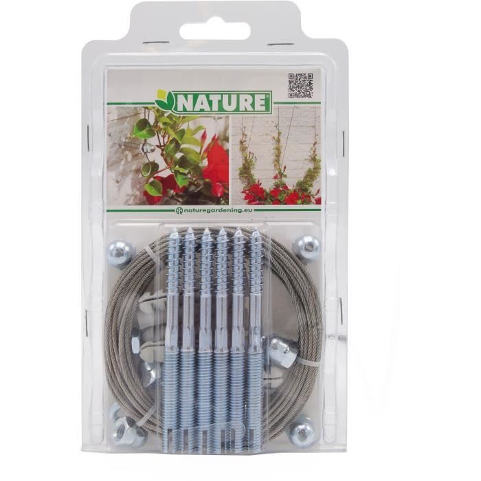 NATURE Metal Trellis - Training Kit for Climbing Plants - Galvanized Wire Ø1.8 mm x 10 m
