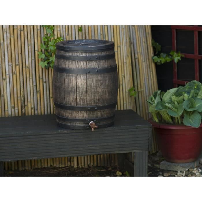 NATURE Water Butt - 50 Liters - Barrel Shape - Rotomolded PE - Accessories Included