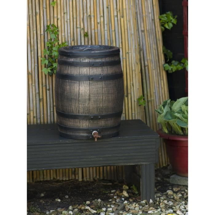 NATURE Water Butt - 50 Liters - Barrel Shape - Rotomolded PE - Accessories Included