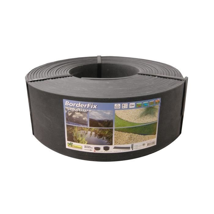 NATURE Borderfix - Recycled PVC Garden Edging - 14 cm high x 15 m long - 7 mm thick