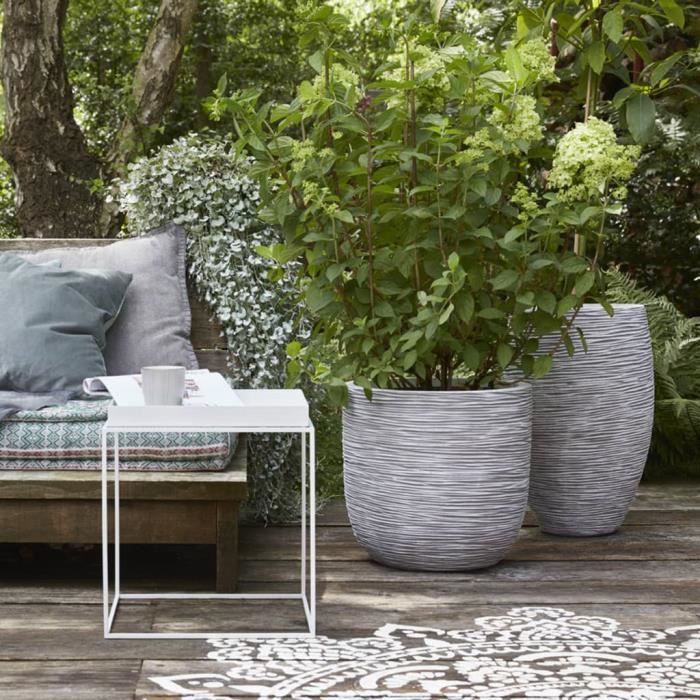 CAPI EUROPE NATURE RIB Planter - 35 x 34 cm - Ivory