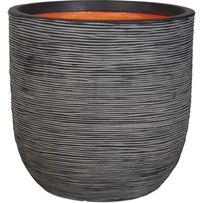 CAPI EUROPE Flower Pot RIB NL - 35x34 cm - Anthracite - Recycled Plastic