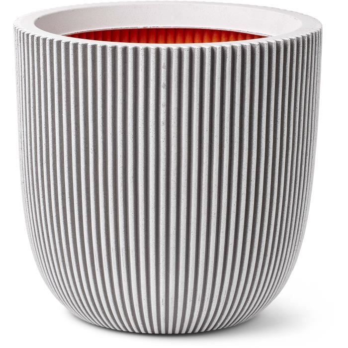 CAPI EUROPE Flower Pot - GROOVE NL - 43x41 cm - Ivory - Weatherproof