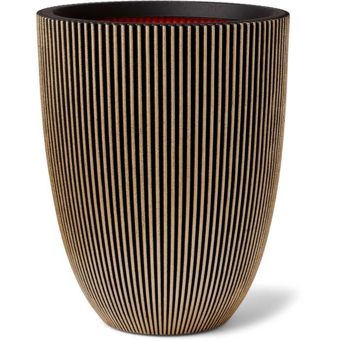 CAPI EUROPE Elegant GROOVE Vase - 46x58 cm Black and Gold
