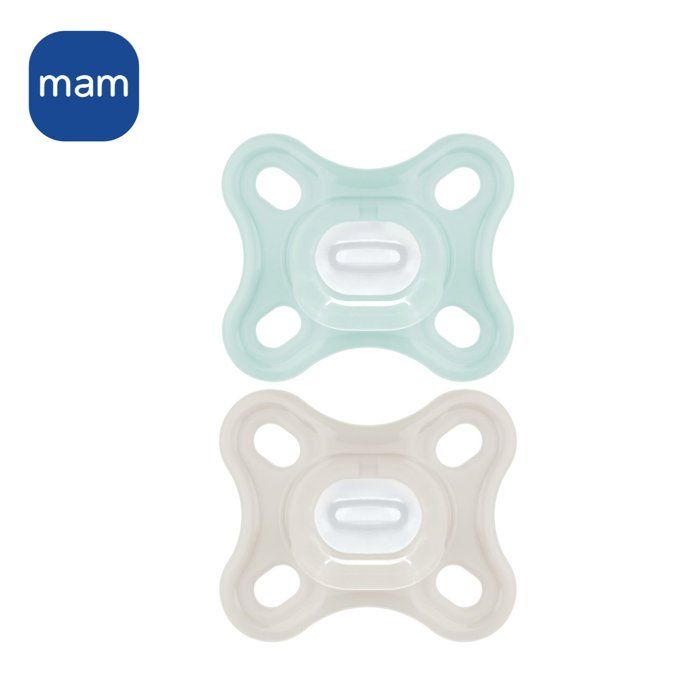 MAM Physiological Pacifier - Pack of 2 - Soft Silicone - Blue/Green
