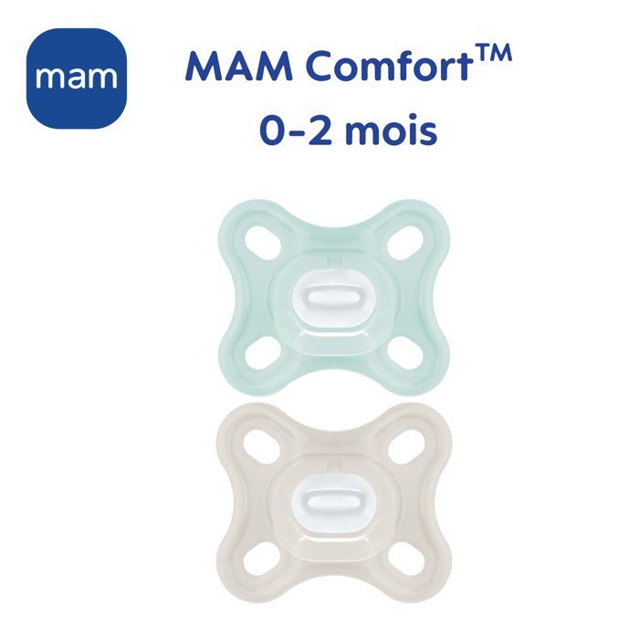 MAM Physiological Pacifier - Pack of 2 - Soft Silicone - Blue/Green