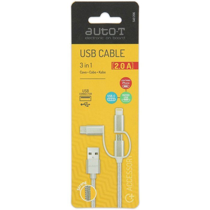 AUTO T 3-in-1 Cable - Micro-USB - Apple - USB-C