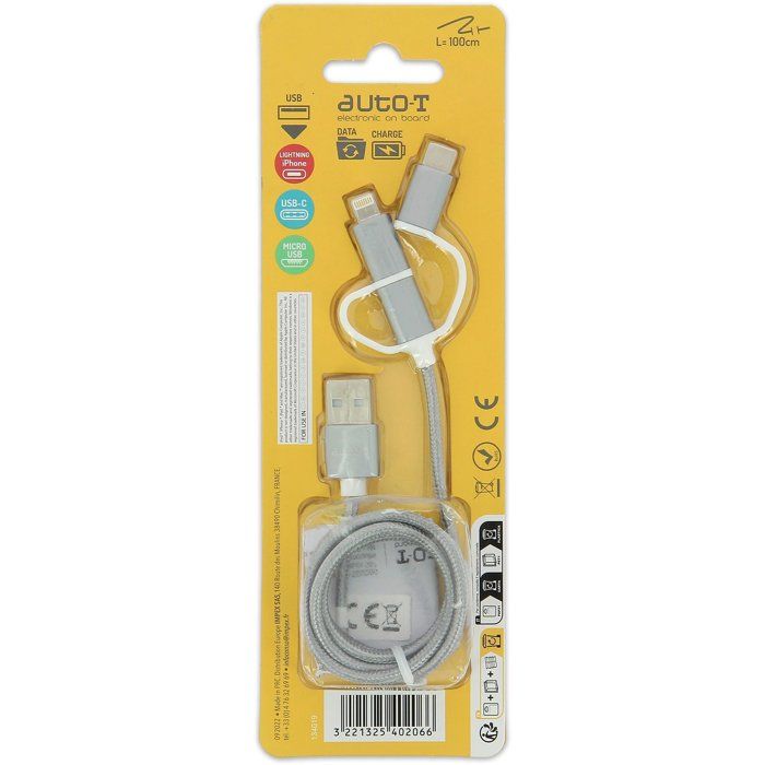 AUTO T 3-in-1 Cable - Micro-USB - Apple - USB-C