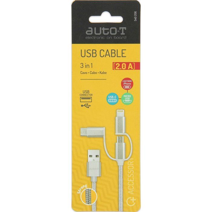 AUTO T 3-in-1 Cable - Micro-USB - Apple - USB-C