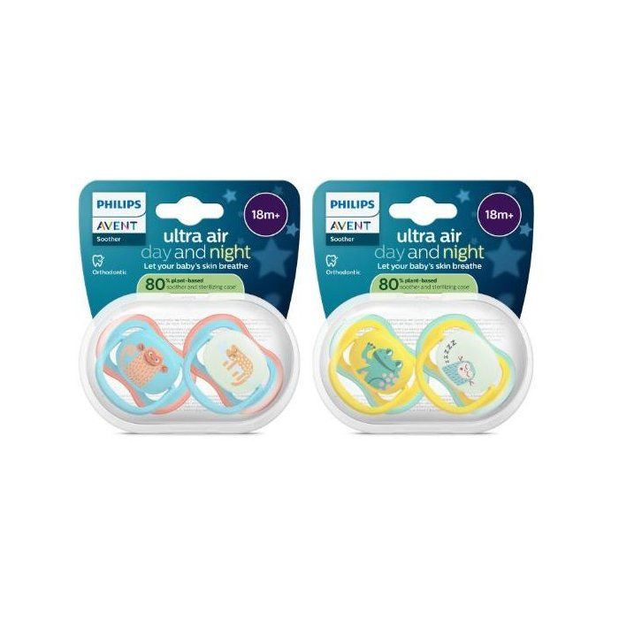 PHILIPS AVENT Ultra Air Pacifiers - Pack of 4 - 18 months and up - Green/Orange SCF087/27