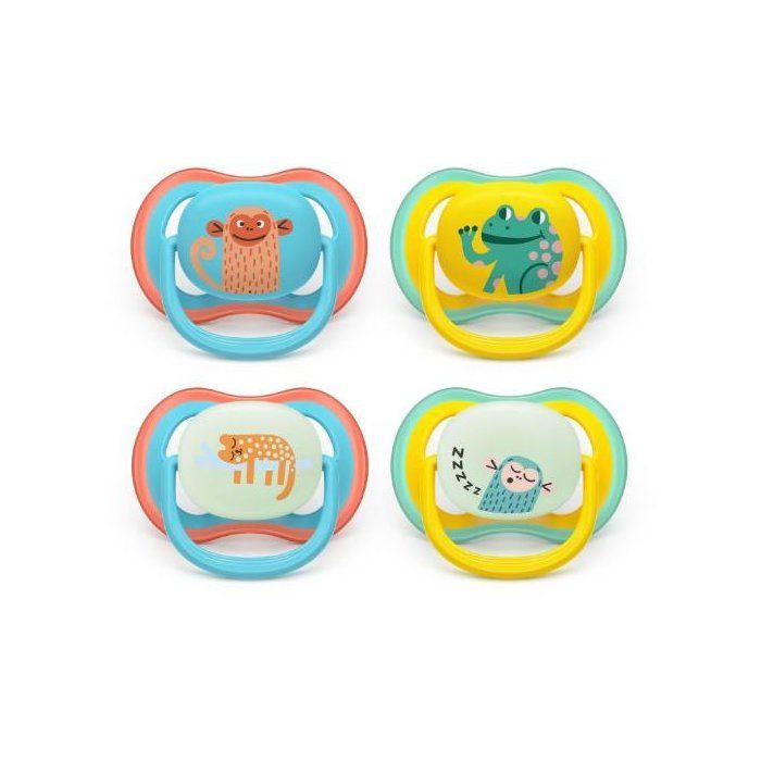 PHILIPS AVENT Ultra Air Pacifiers - Pack of 4 - 18 months and up - Green/Orange SCF087/27