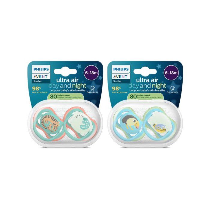 PHILIPS AVENT Ultra Air Pacifiers - Pack of 4 - 6-18 months - Green/Orange SCF087/27