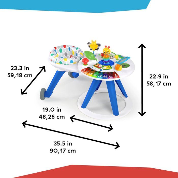 BABY EINSTEIN - 4-in-1 Convertible Baby Walker Activity Table, 360° Rotating