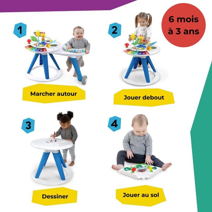 BABY EINSTEIN - 4-in-1 Convertible Baby Walker Activity Table, 360° Rotating