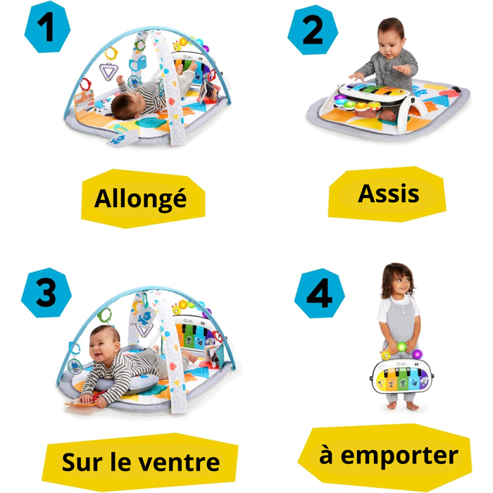 BABY EINSTEIN Kickin' Tunes 4-in-1 Baby Activity Playmat, Removable Piano Toy, Arch, Baby Gift, Multilingual