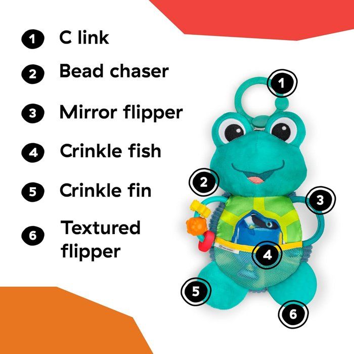 BABY EINSTEIN NEPTUNE Peluche doudou bébé tortue, multisensoriel, cadeau bébé 0M+