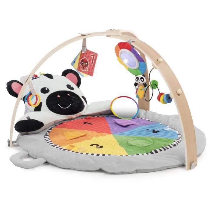 BABY EINSTEIN Zen the Zebra Wooden Playmat and Arch, Multisensory Toys, STEAM Mirror, Baby Gift 0 M+