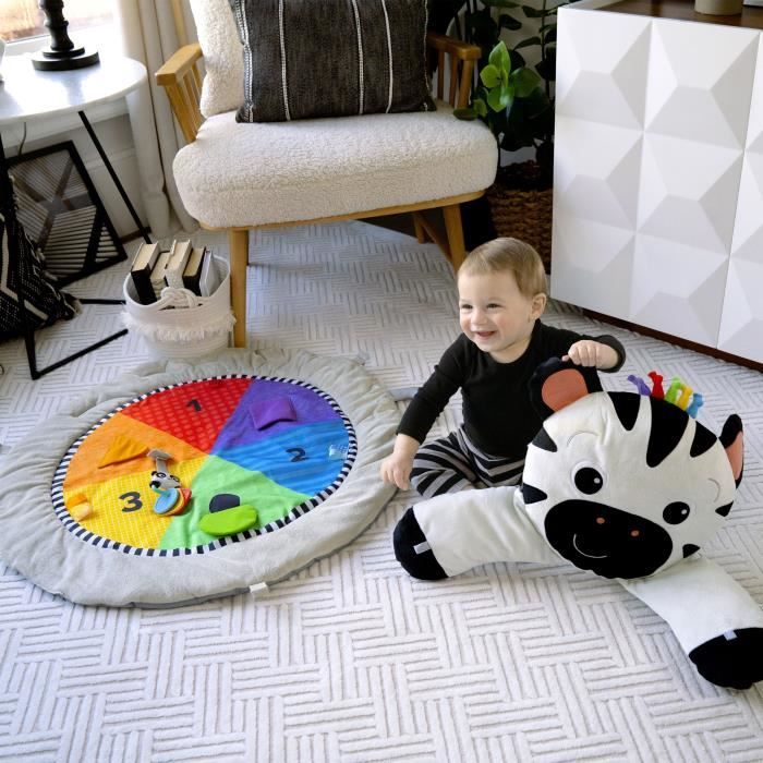 BABY EINSTEIN Zen the Zebra Wooden Playmat and Arch, Multisensory Toys, STEAM Mirror, Baby Gift 0 M+