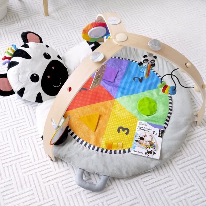 BABY EINSTEIN Zen the Zebra Wooden Playmat and Arch, Multisensory Toys, STEAM Mirror, Baby Gift 0 M+