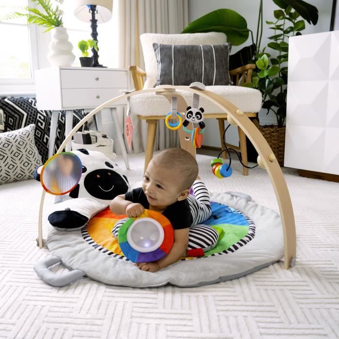 BABY EINSTEIN Zen the Zebra Wooden Playmat and Arch, Multisensory Toys, STEAM Mirror, Baby Gift 0 M+