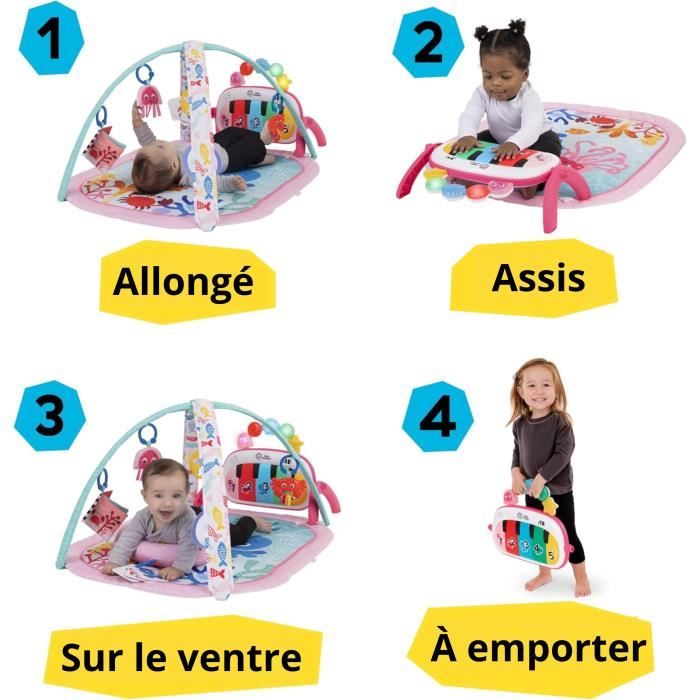 BABY EINSTEIN 4-in-1 Baby Girl Activity Mat - Kickin' Tunes - Piano Toy, Sensory Arch, Multilingual