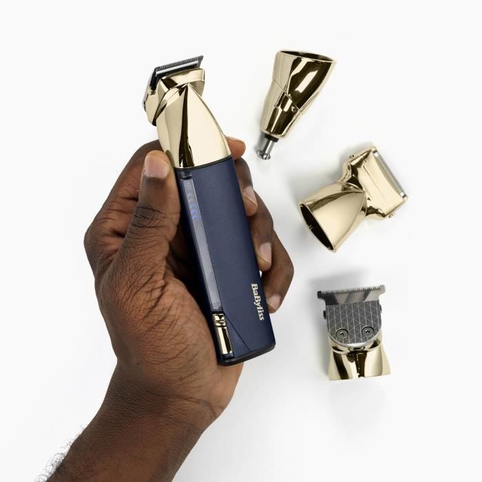 BABYLISS MT992E Super-X Metal Cordless Multi-Purpose Trimmer - 5-Hour Battery Life - 4 Heads - Gold & Navy Edition